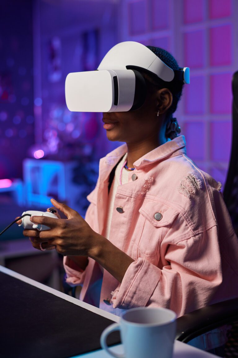 A girl using VR tech