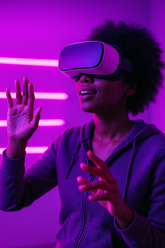 A person wearing XR headset